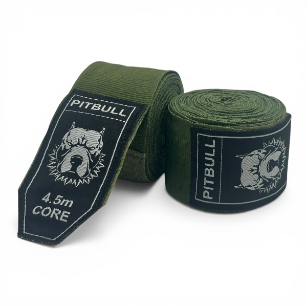 Pitbull Hand Wraps &amp; Accessories Army Green Pitbull Core Semi Elastic Hand Wraps 4.5m