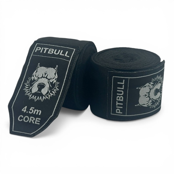 Pitbull Hand Wraps &amp; Accessories Stealth Black Pitbull Core Semi Elastic Hand Wraps 4.5m
