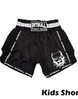 Pitbull Muay Thai Shorts 6 Pitbull Kids Retro Muay Thai Shorts - Black/White