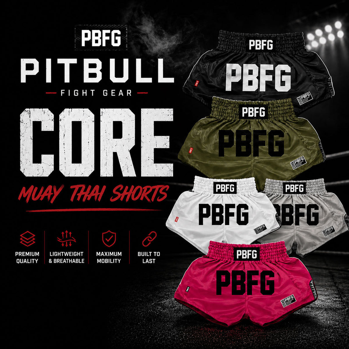 Pitbull Muay Thai Shorts Pitbull Core Muay Thai Shorts Army Green