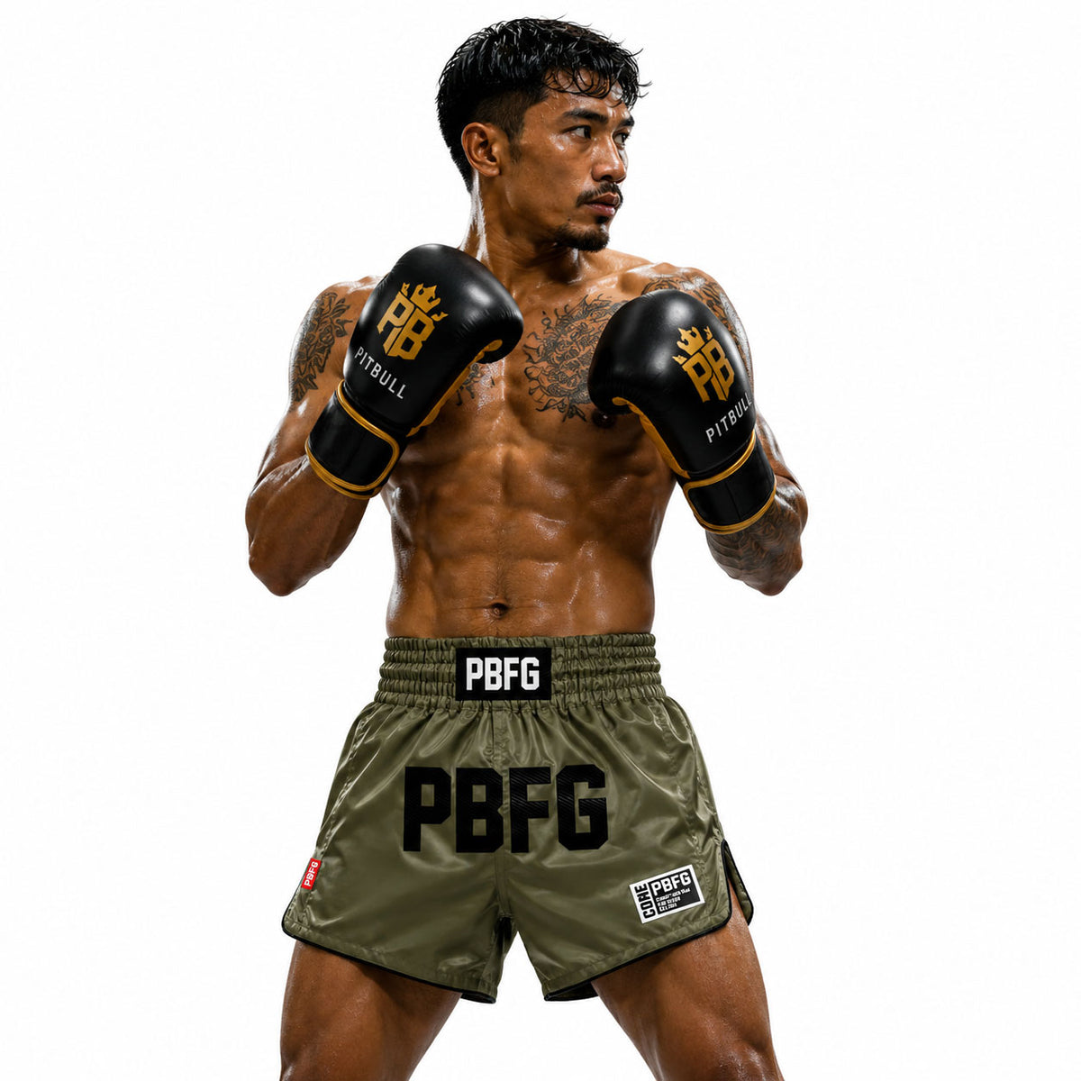Pitbull Muay Thai Shorts Pitbull Core Muay Thai Shorts Army Green